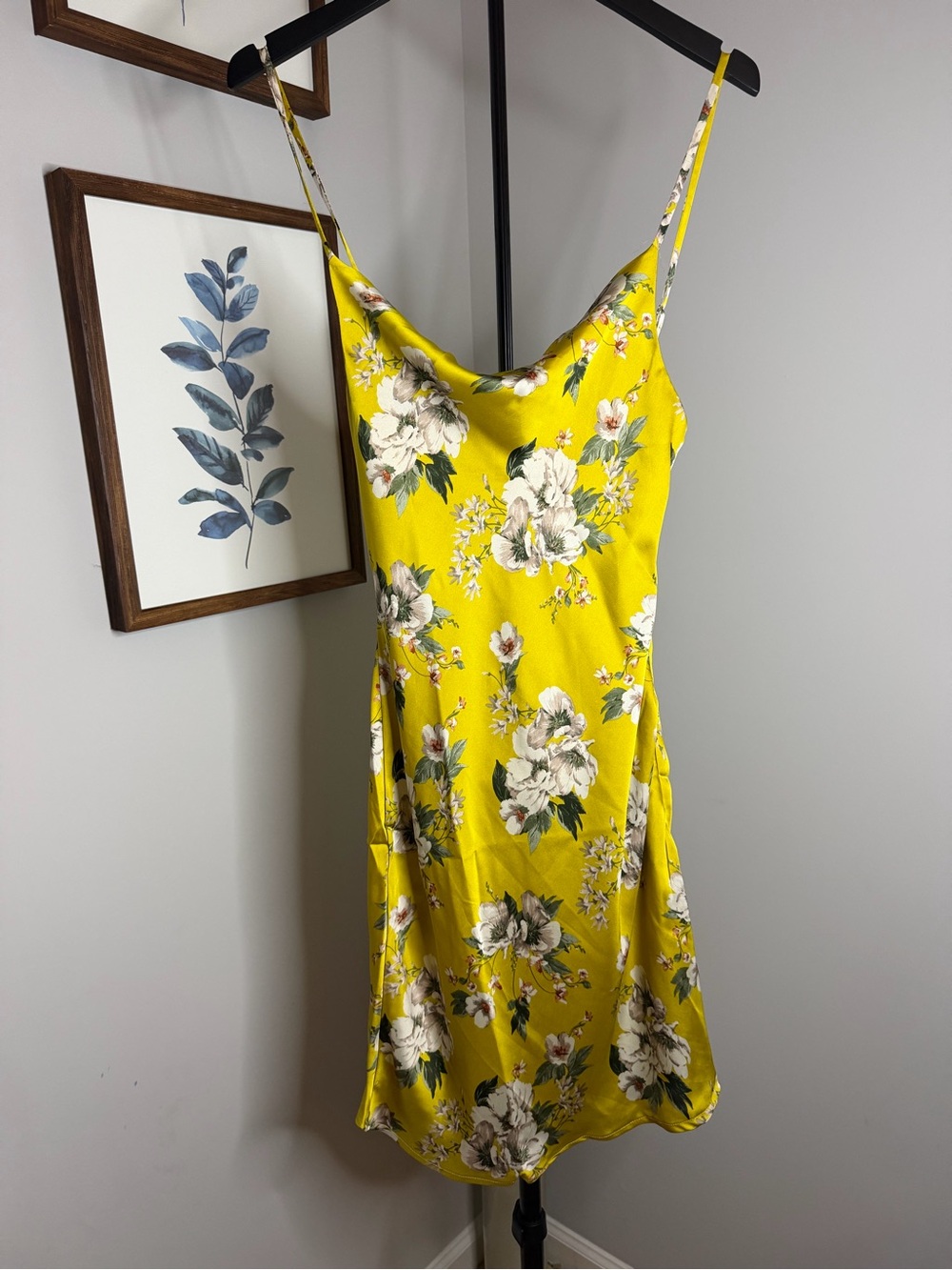 Timing Yellow Floral Slip Mini Dress with White Blooms